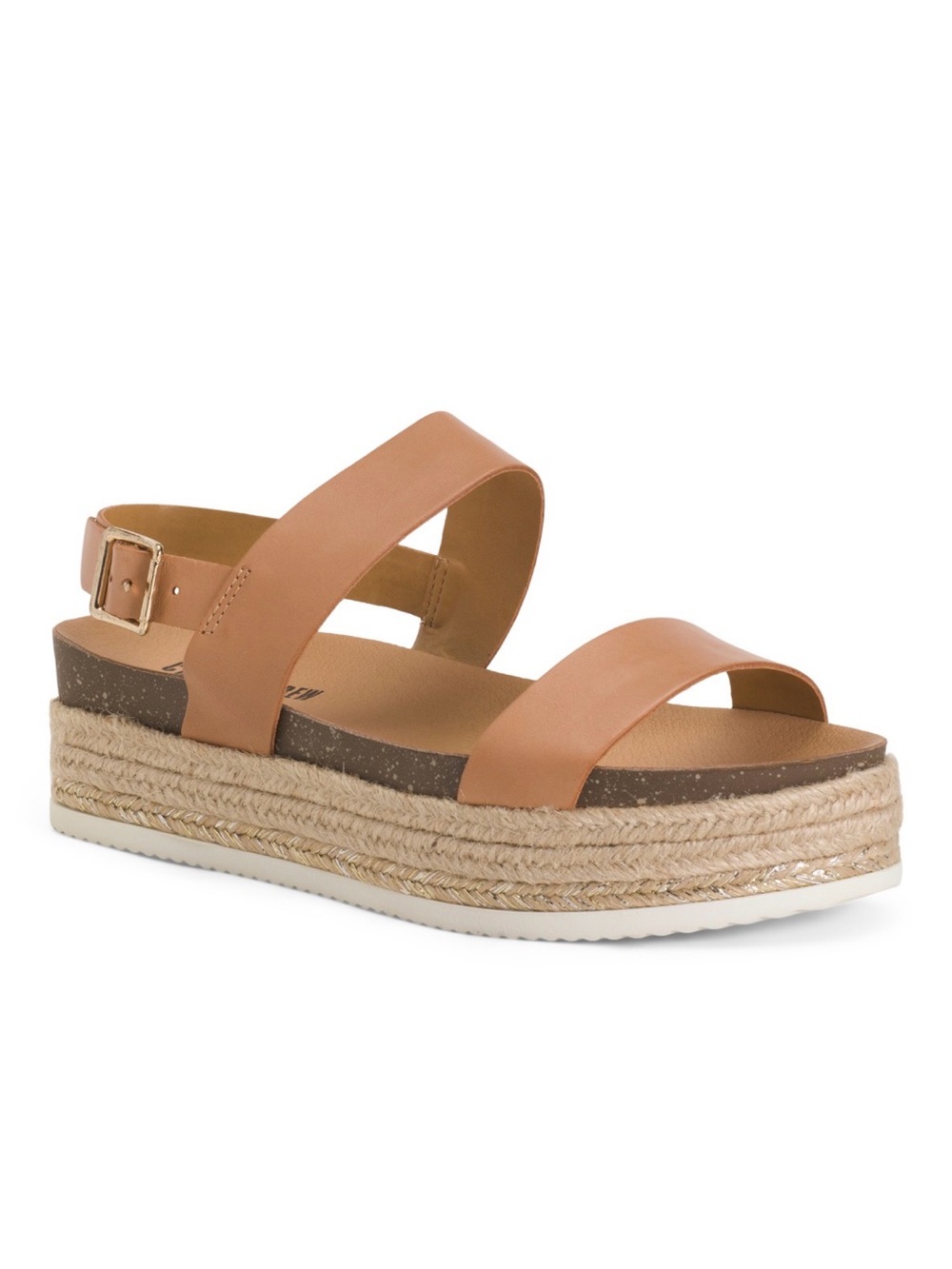 NWT Chelsea Crew Women's Tan Leather Espadrille Platform Sandal with Buckle, 39
